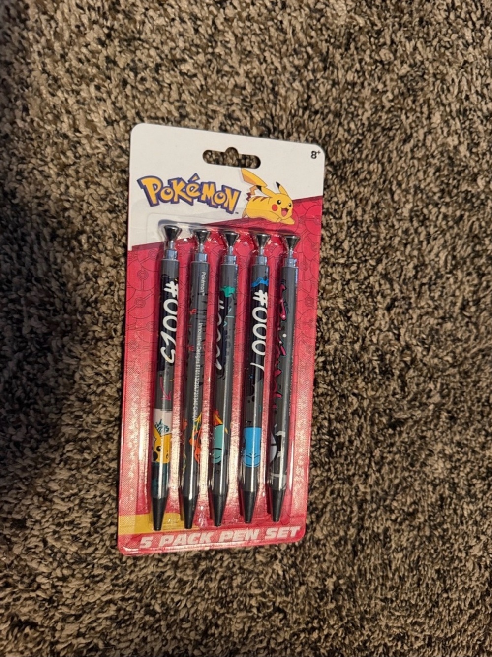 Pokemon Black Barrel Party Pen Set with Red and Blue Accents